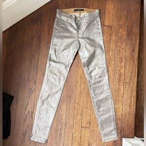 Metallic coated silver Jbrand super skinny’s